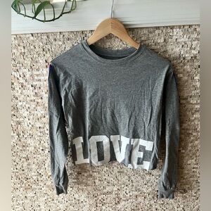Modern Lux LOVE cropped Gray long sleeve Graphic Tee